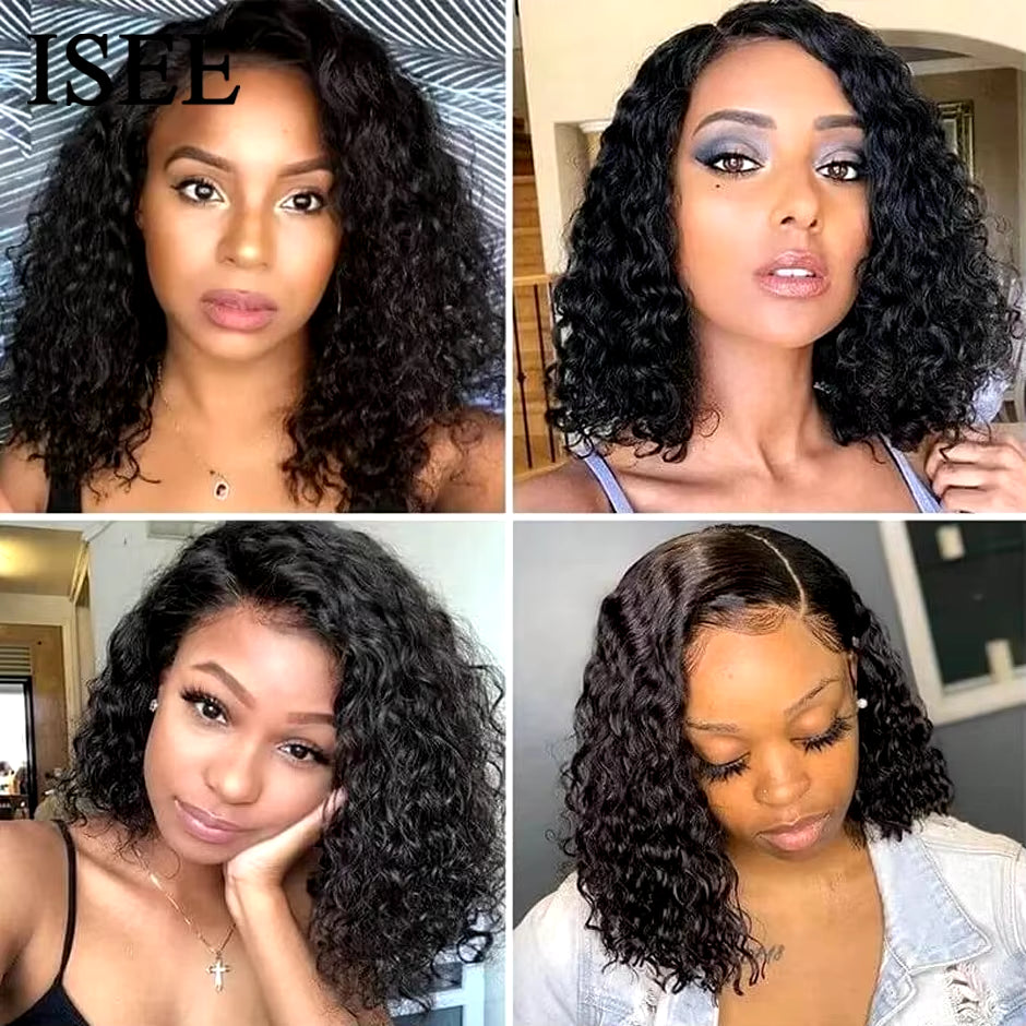 Water Wave Bob Human Hair Wigs Brazilian Water Wave Bob Wigs  HAIR 4X4 Lace Closure Wigs Short Bob Lace Front Wigs for Women
